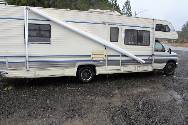 broken rv awning wind california